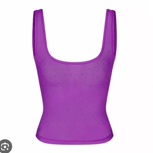 NWT SKIMS Mesh Rhinestone Cover Up Tank - Violet XXS - Picture 2 of 5